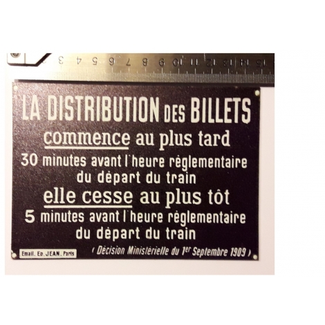 Plaque La distribution des billets, format 15 x 10,5 cm