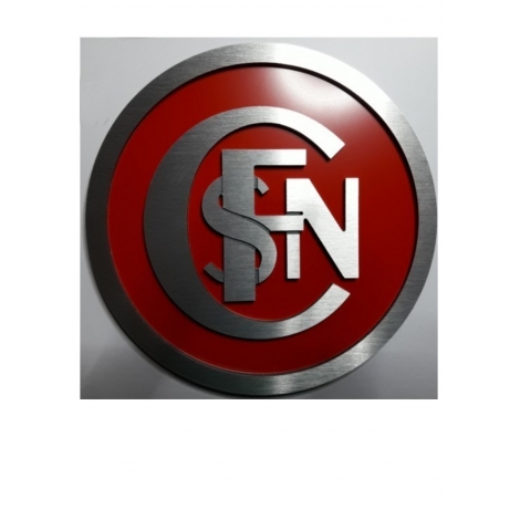 Logo Sncf entrelacé diam 18 cm fond rouge