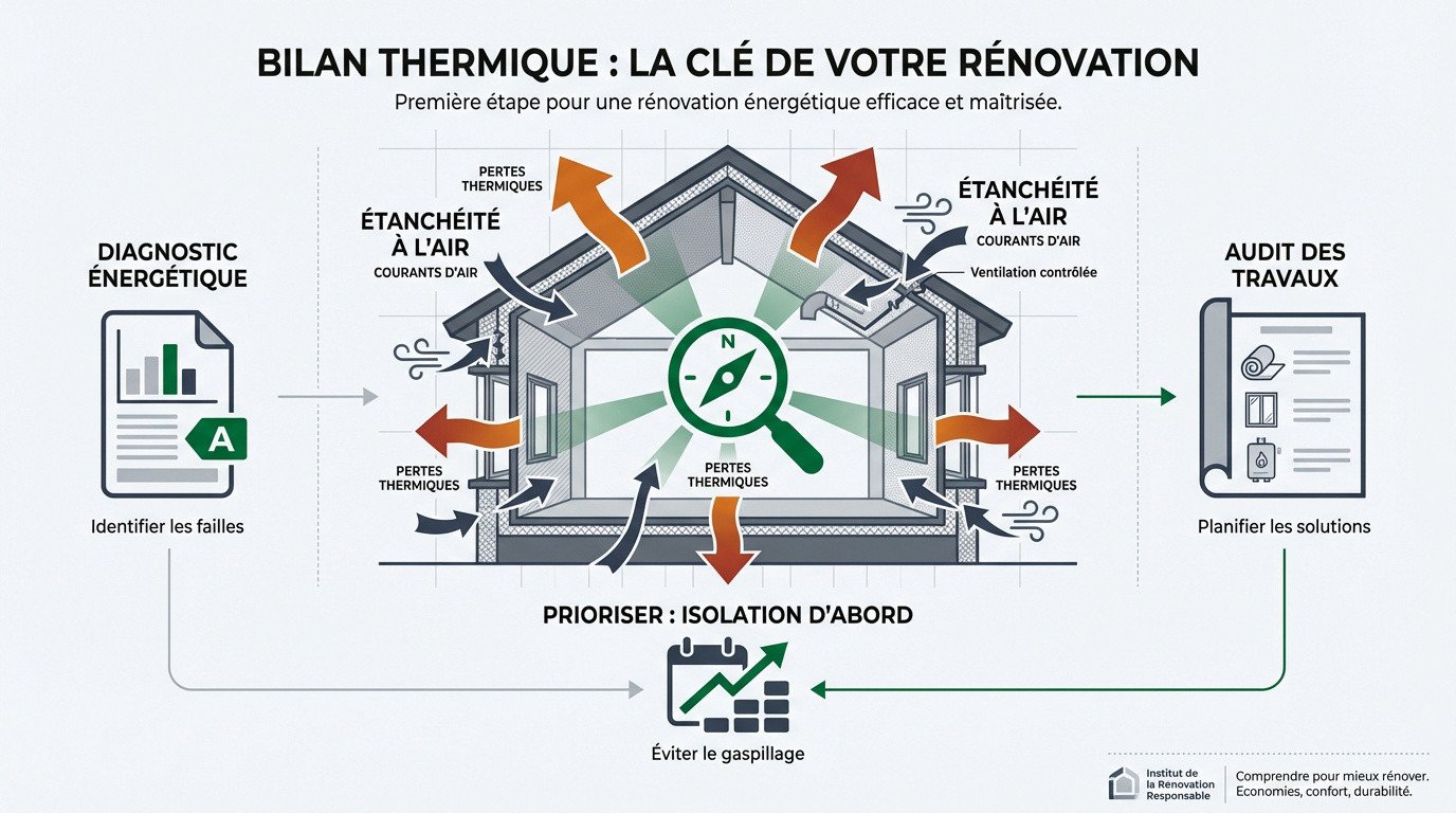 Technicien réalisant un bilan thermique pour une rénovation énergétique efficace