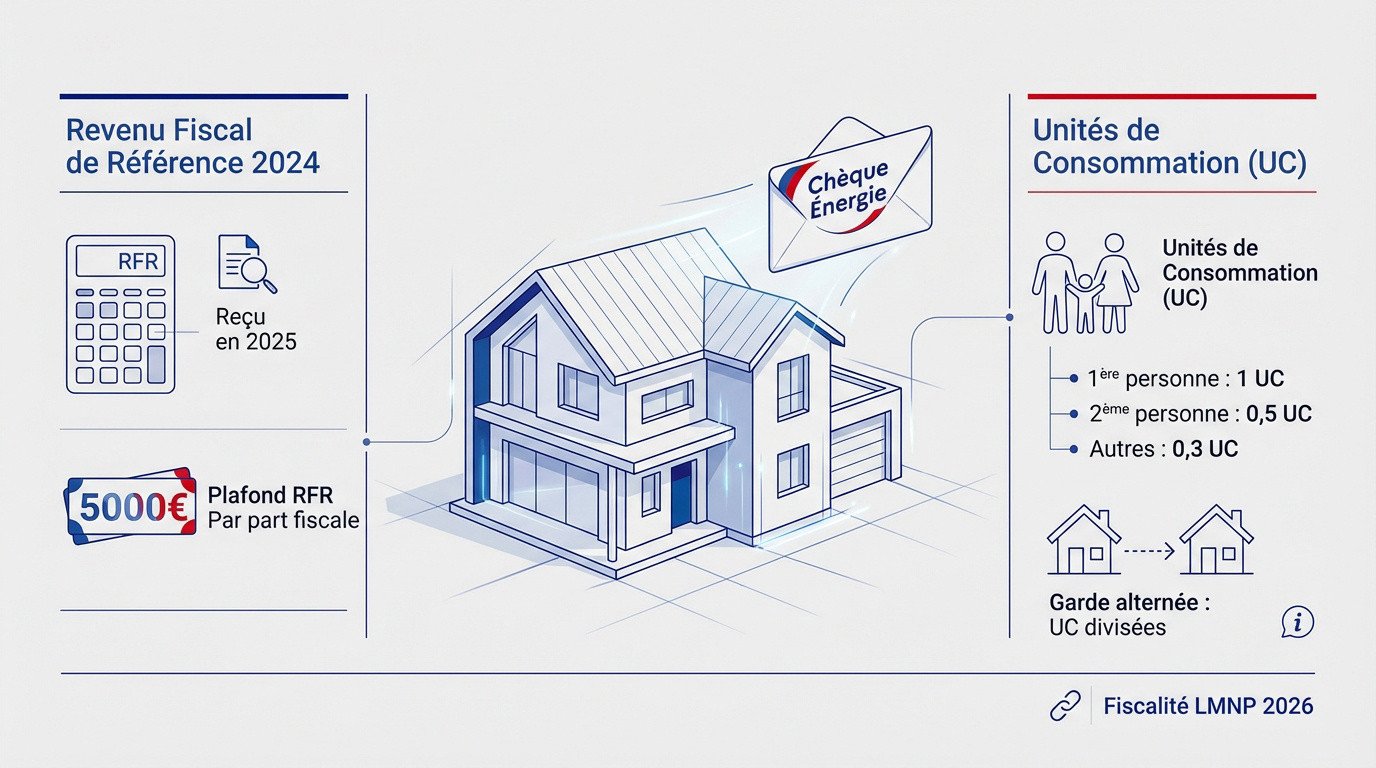 Tableau des critères d'éligibilité et calcul des unités de consommation pour le chèque énergie 2026