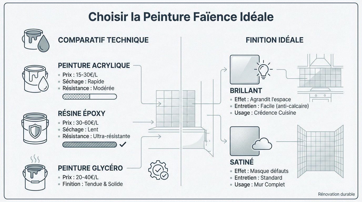 Comparaison de différents types de peintures pour carrelage et faïence