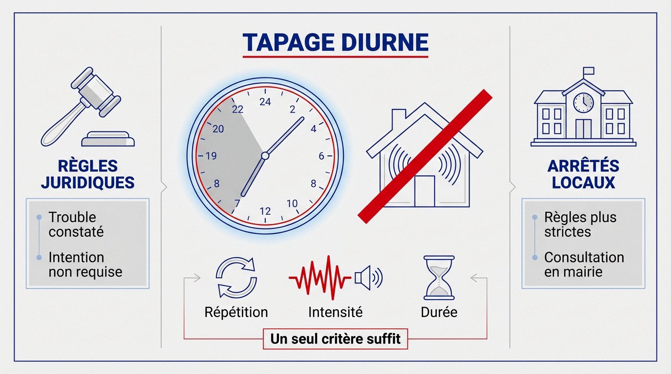 Illustration des nuisances sonores et du tapage diurne en zone résidentielle