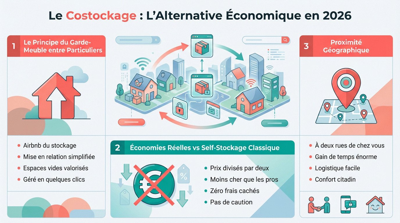Espace de stockage collaboratif dans un garage propre et organisé