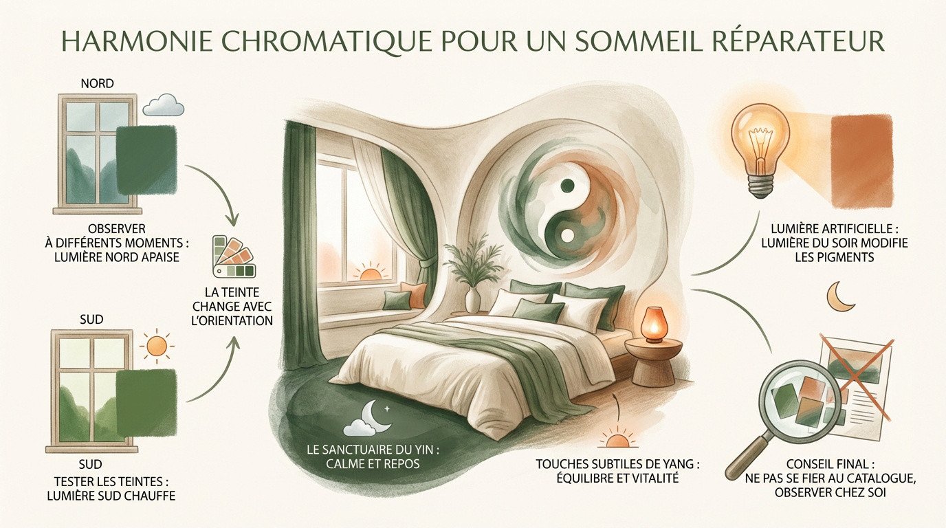 Harmonie des couleurs Feng Shui dans une chambre à coucher pour un sommeil apaisé