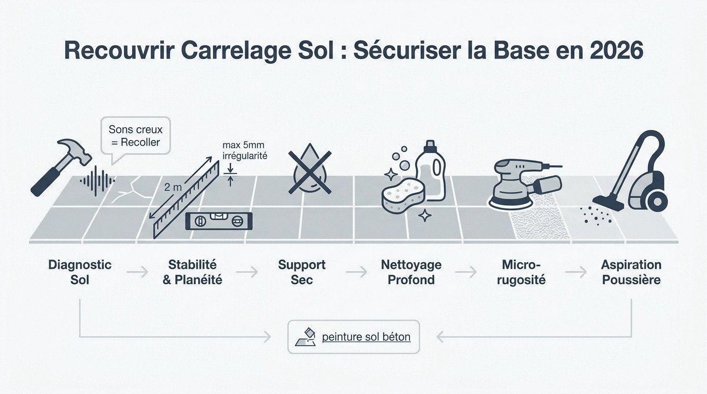Étapes de préparation d'un sol carrelé avant rénovation