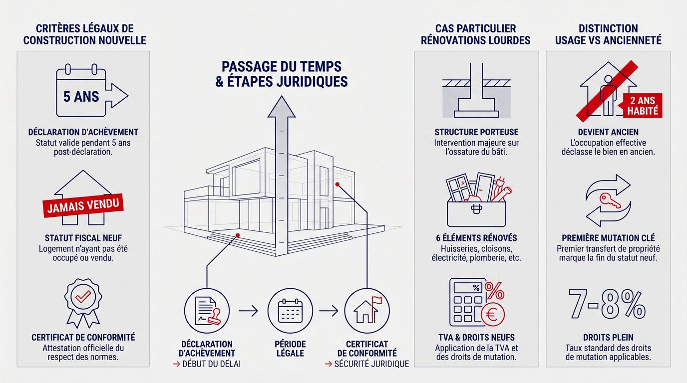 Synthèse des critères juridiques définissant un logement neuf pour les frais de notaire