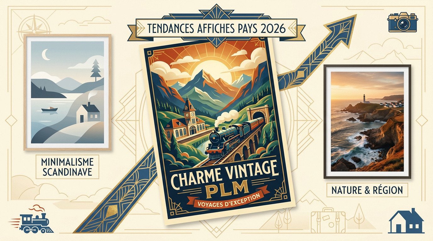 Affiches de voyage vintage et minimalistes pour salon 2026