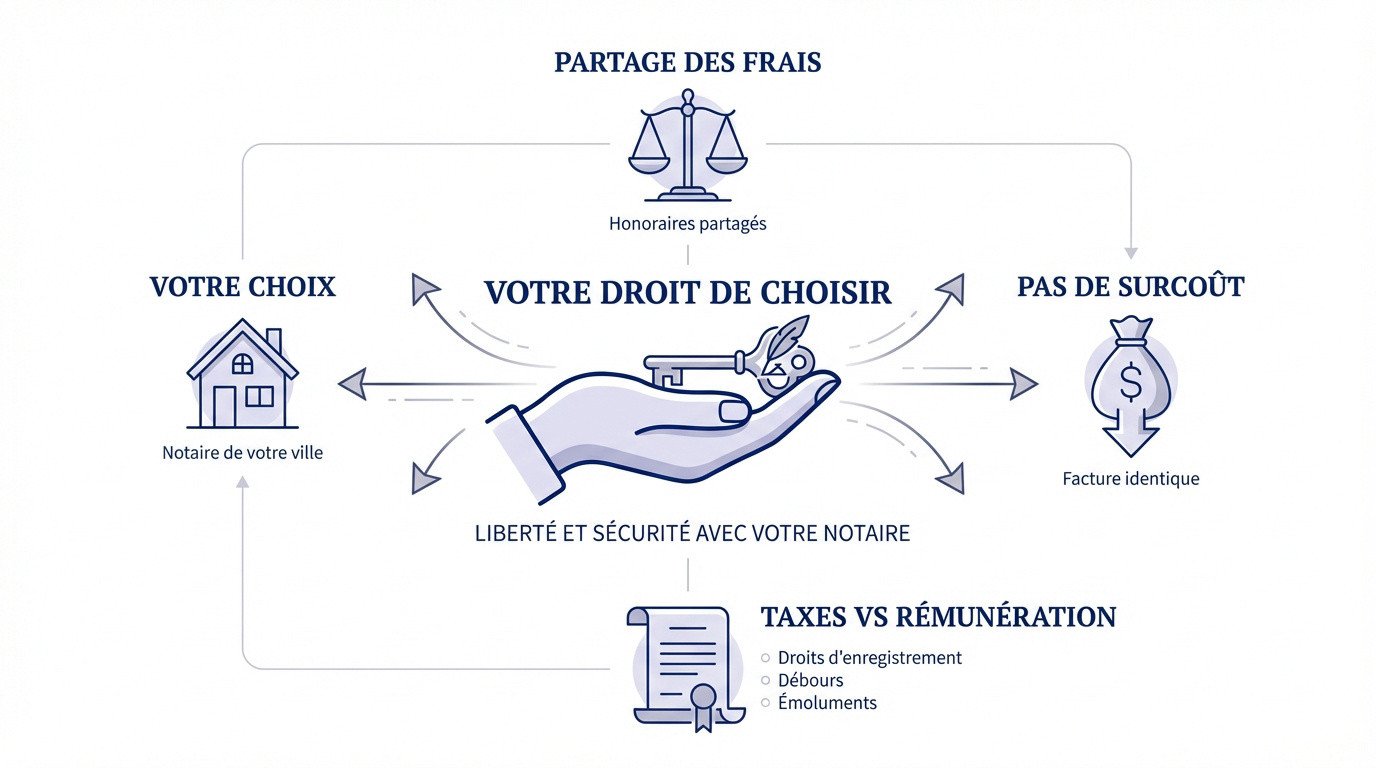 Illustration du droit de l'acheteur à choisir son propre notaire pour sécuriser sa transaction immobilière