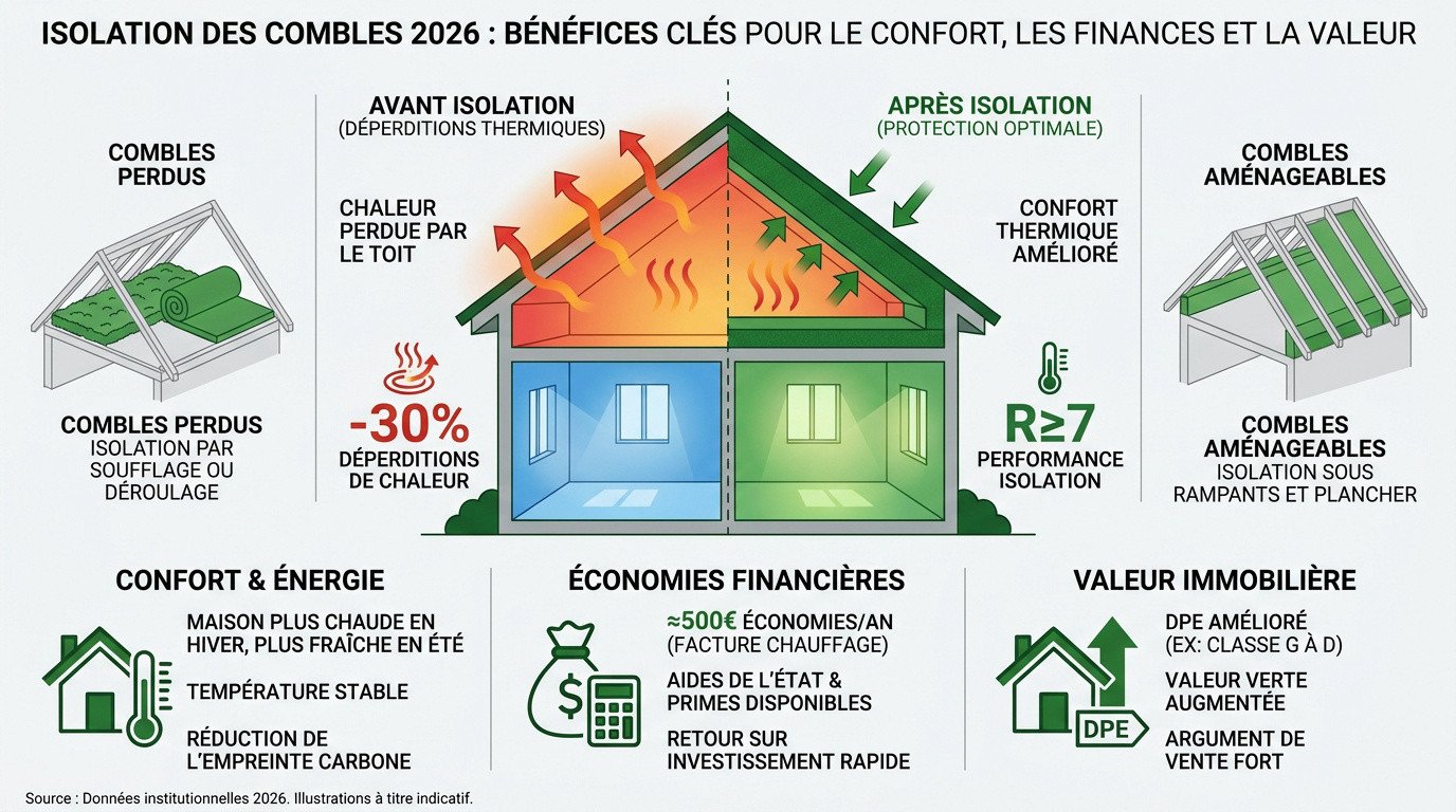 Bénéfices de l'isolation des combles pour le confort thermique et les économies d'énergie