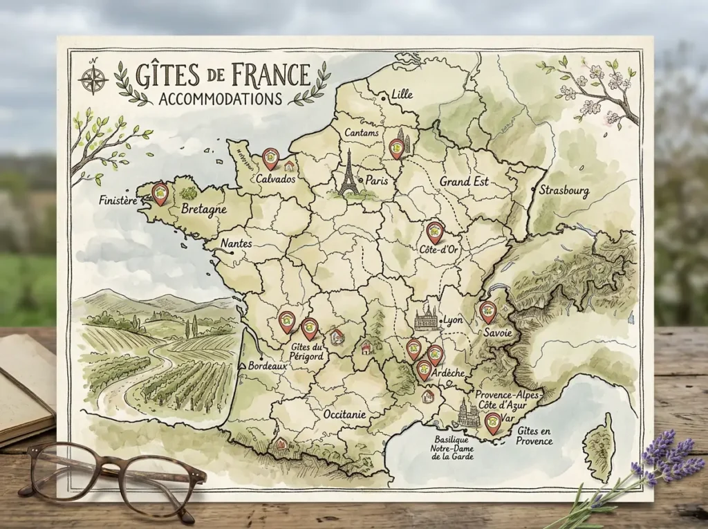 carte relais départementaux Gîtes de France Itea Prop par département