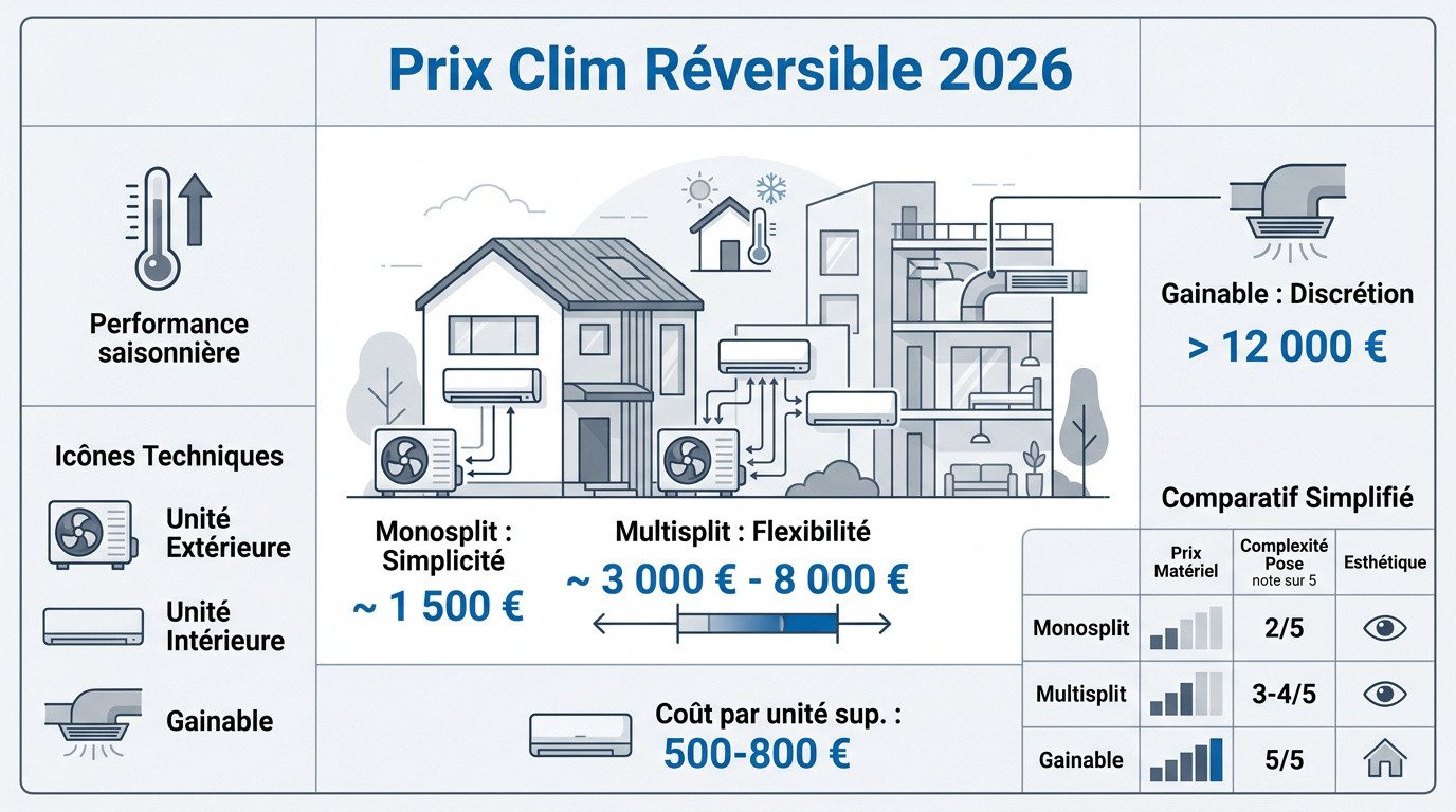 Installation d'une unité de climatisation réversible moderne dans un salon