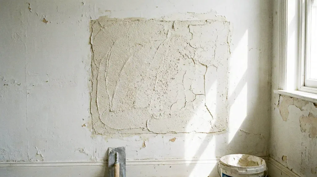application enduit à la chaux sur mur peint préparation surface