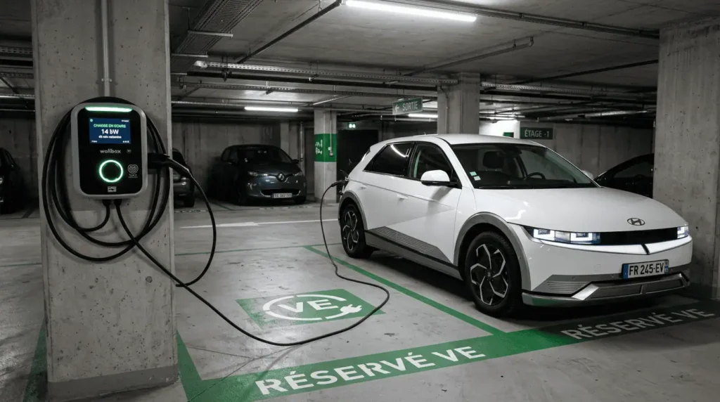 borne recharge électrique parking investissement valorisation rendement