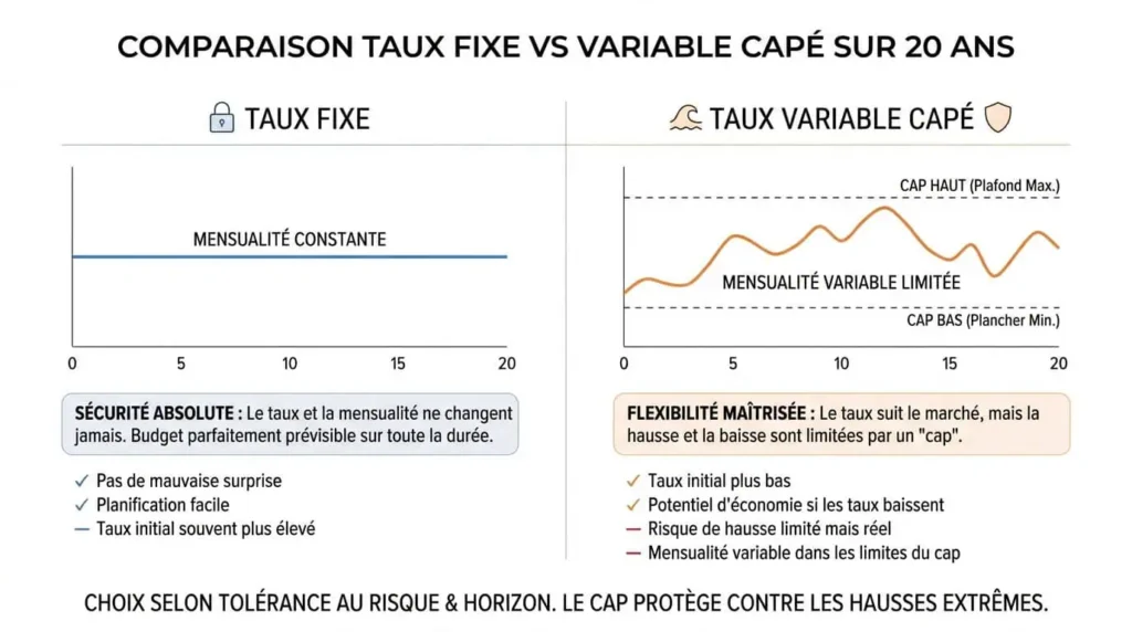 comparatif taux fixe variable capé crédit immobilier freelance