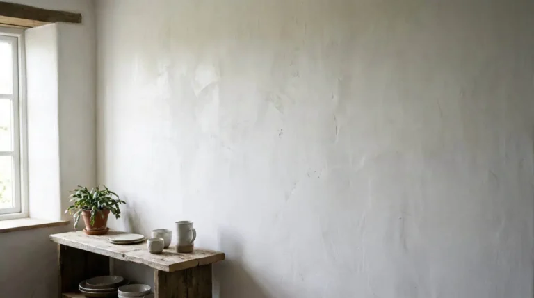 enduit à la chaux intérieur mur lisse blanc naturel