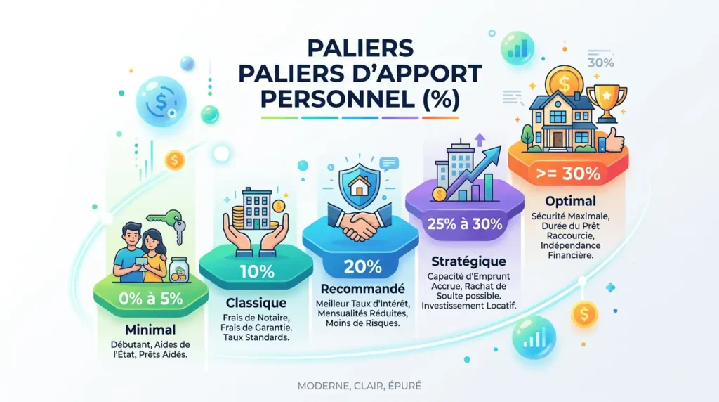 paliers apport personnel minimum prêt immobilier 10 20 30 pourcent