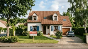 vendre sa maison sans agence immobilière avec panneau à vendre dans jardin