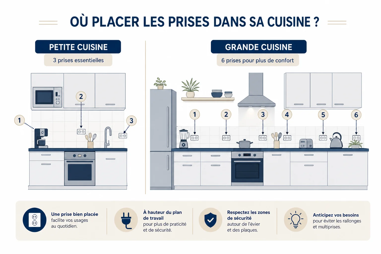 nombre de prises norme electrique cuisine selon la surface