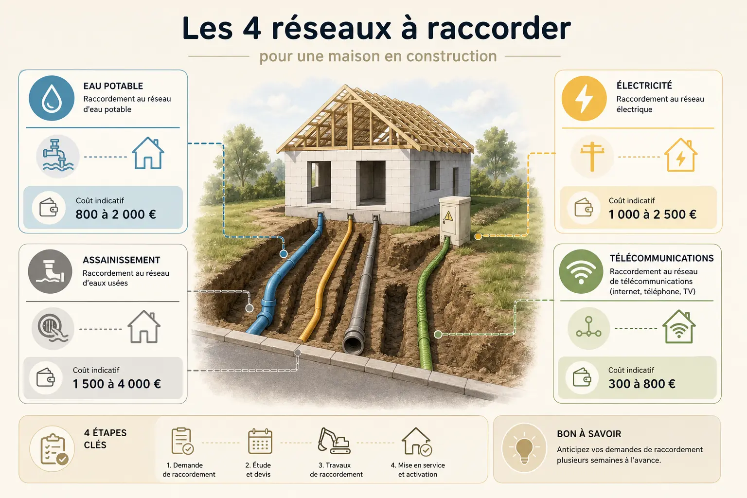 viabilisation du terrain et coûts de raccordement aux réseaux