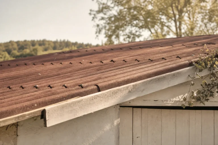 Plaques d'onduline posées sur une toiture de garage