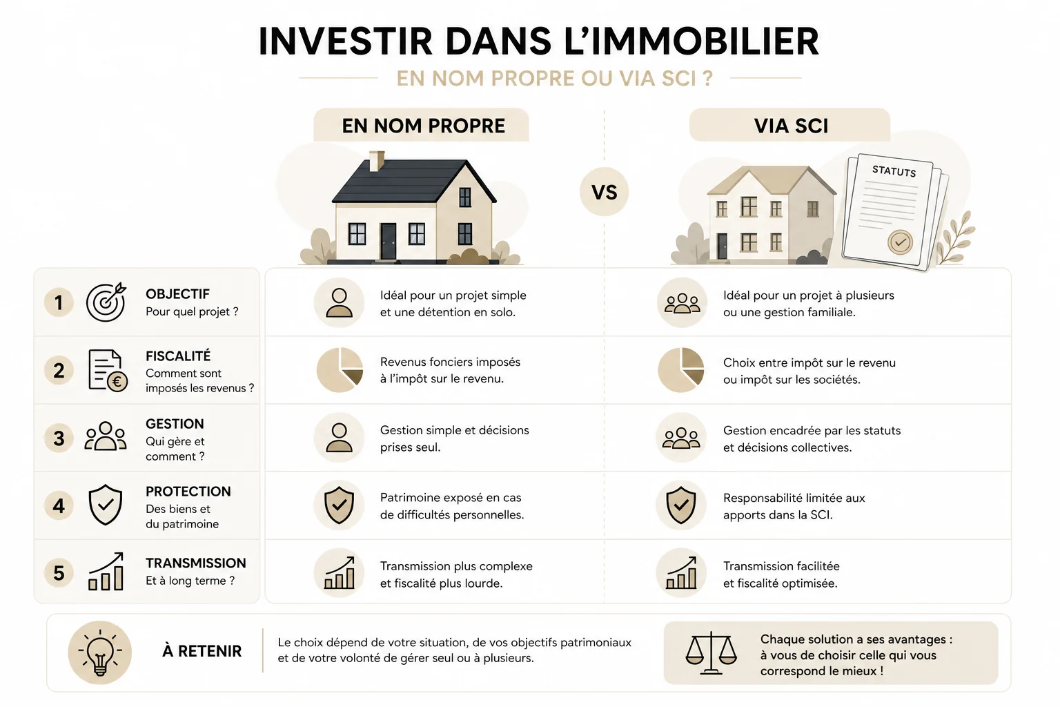 nom propre ou SCI pour sa stratégie investissement immobilier