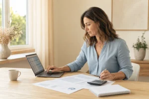 Simulation prêt relais calcul effectuée sur ordinateur par une propriétaire