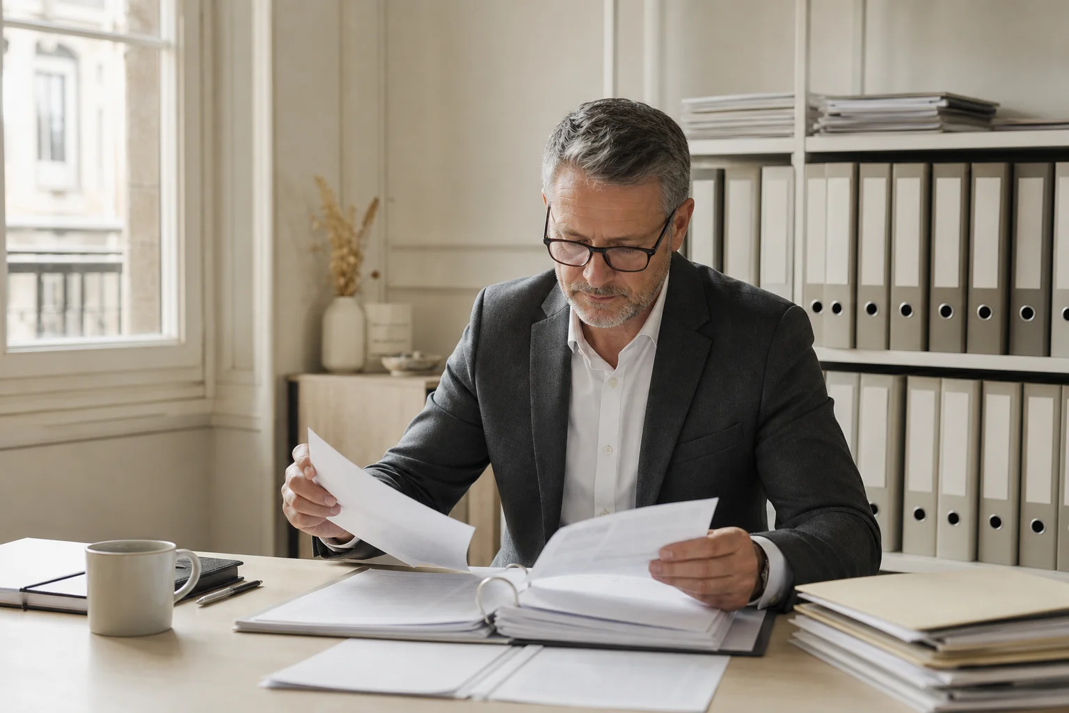 Syndic de copropriété préparant les démarches d'immatriculation copropriété