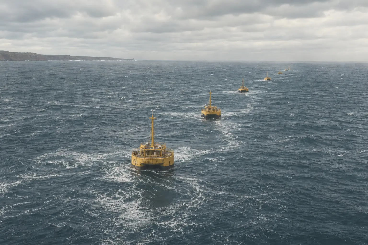 Technologies de l'énergie houlomotrice avec bouées et chaînes flottantes