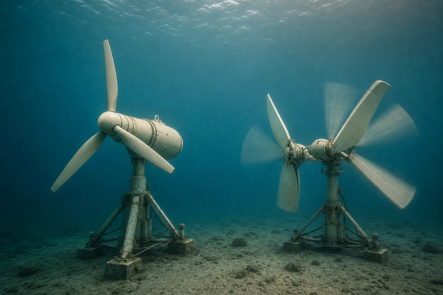 Les différents types d'hydroliennes marines Comparaison des types d'hydroliennes à axe horizontal et ailes oscillantes